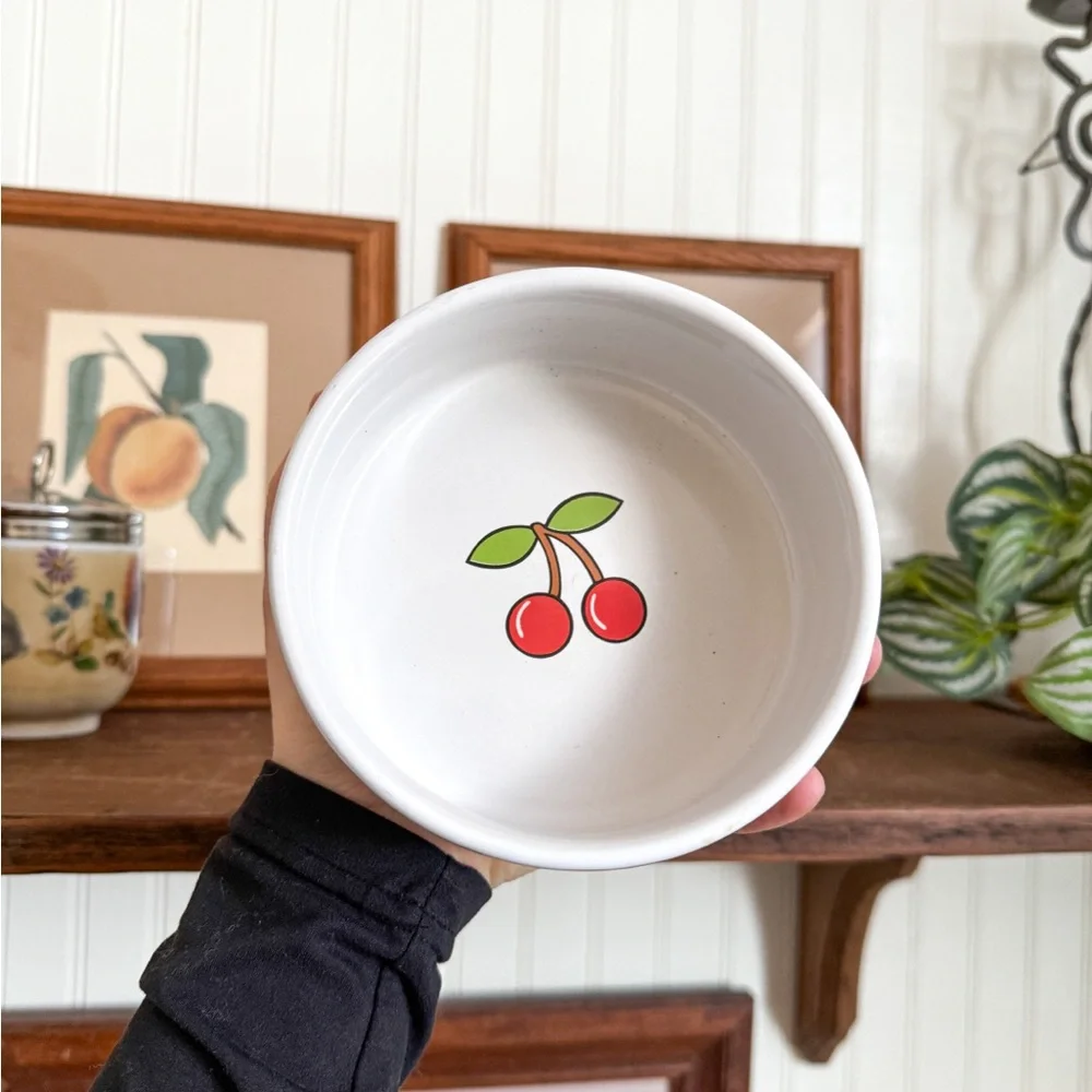 Cherry Design Ceramic Pet Bowl